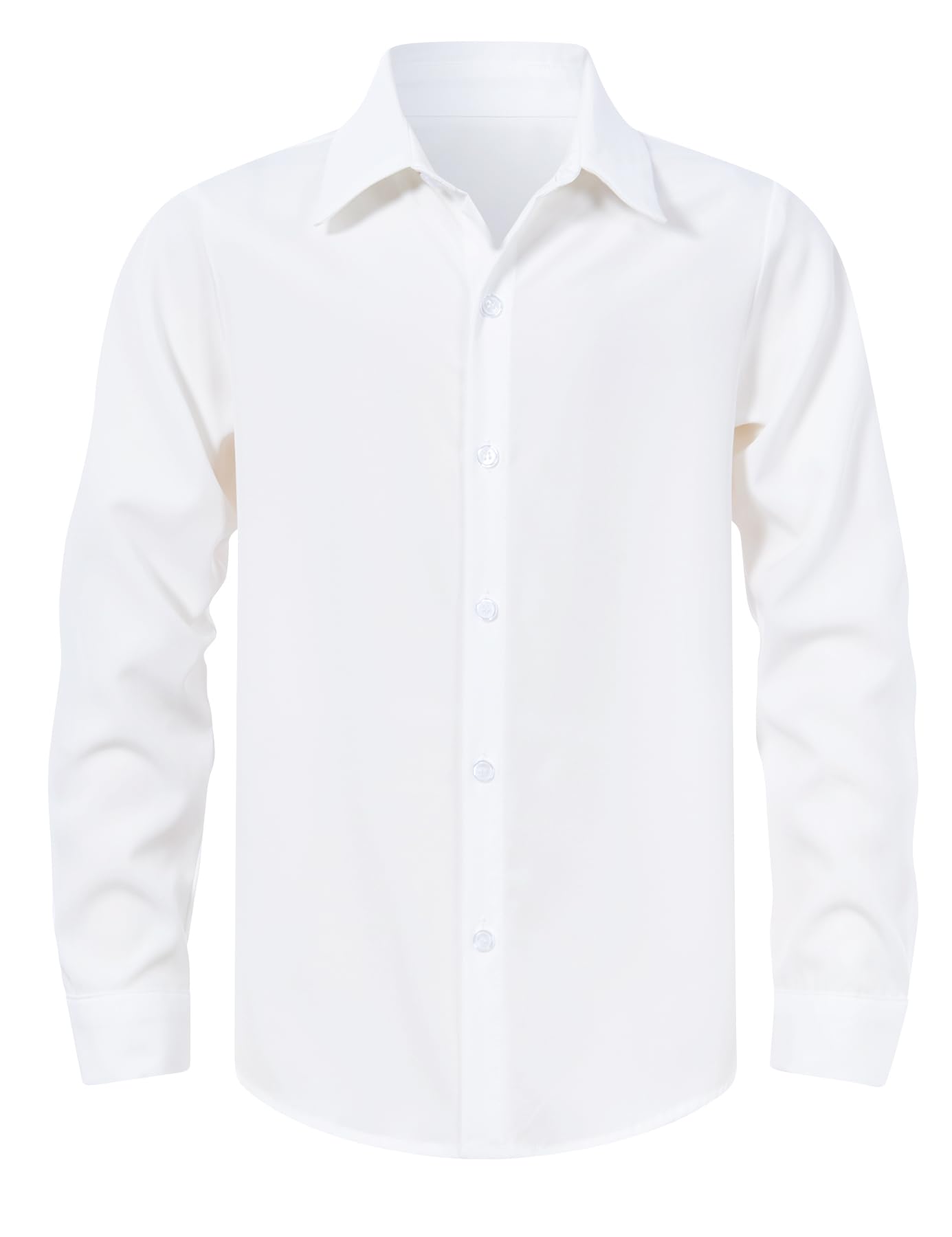 Cozople Boys Long Sleeve Dress Shirt Button Down Wrinkle-Resistant | Soft Smooth Fabric with Classic Spread Collar and Button Cuffs Ideal for School Uniform, Wedding And Formal Events