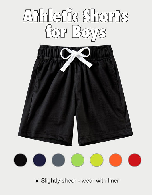 Boys Mesh Athletic Shorts Quick Dry Lightweight Breathable Mesh Shorts with Pockets for Basketball Gym Running Sports