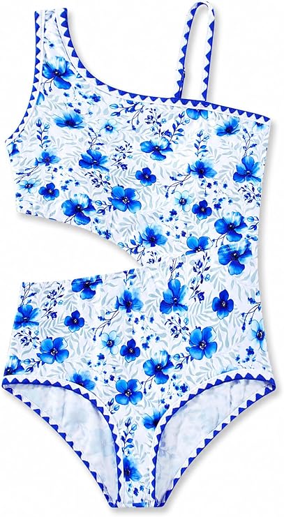 Girls One Piece Swimsuits Adjustable Strap Swimwear with Bra Bathing Suit for Girl 7-14Y