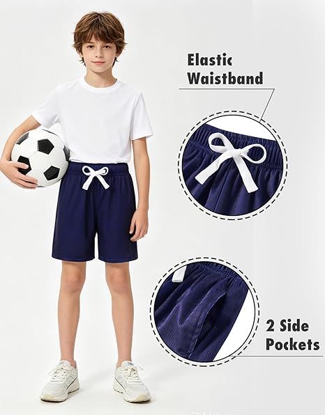 Boys Mesh Athletic Shorts Quick Dry Lightweight Breathable Mesh Shorts with Pockets for Basketball Gym Running Sports