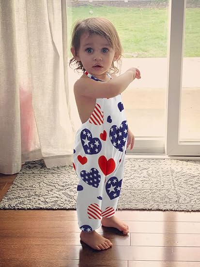 Backless Strap Slouch Jumpsuit for Toddler Girls Cute Harem Halter Romper Pants with Pockets