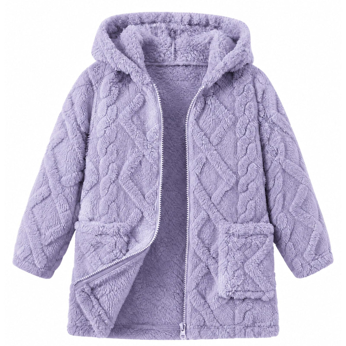 Toddler Girls Fleece Jacket Hooded Coats Winter Outwear 2-6 Years