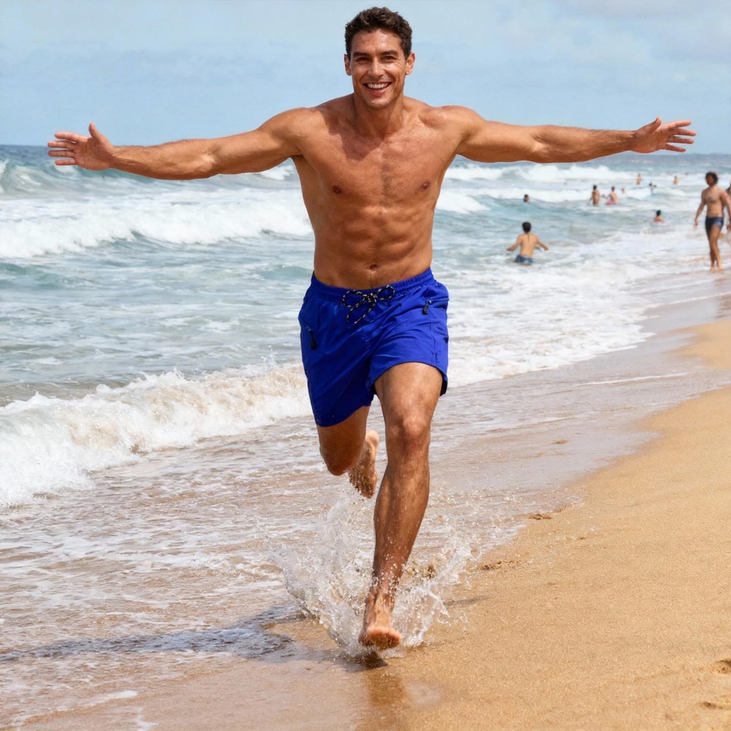 Cozople Mens Swim Trunks with Compression Liner 2-in-1 Quick Dry 9 Inch Board Shorts with Zipper Pockets