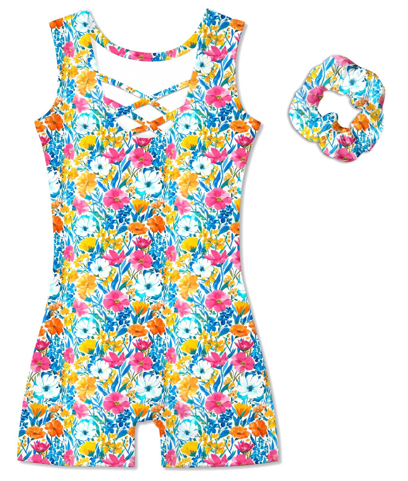 uideazone Gymnastics Leotards for Girls Dance Biketards Leotar with Hair Scrunchi 3-8Y