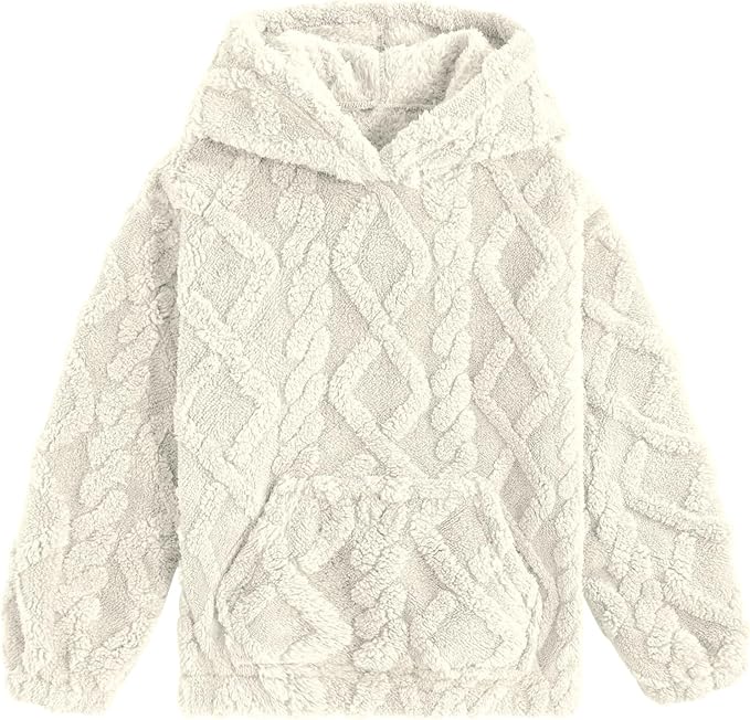 Girls Fuzzy Fleece Hoodies Warm Sweatshirt with Pockets 6-13 Years
