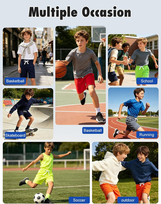 Boys Mesh Athletic Shorts Quick Dry Lightweight Breathable Mesh Shorts with Pockets for Basketball Gym Running Sports