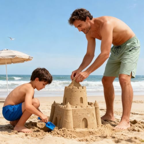 Cozople Mens Swim Trunks with Compression Liner 2-in-1 Quick Dry 9 Inch Board Shorts with Zipper Pockets