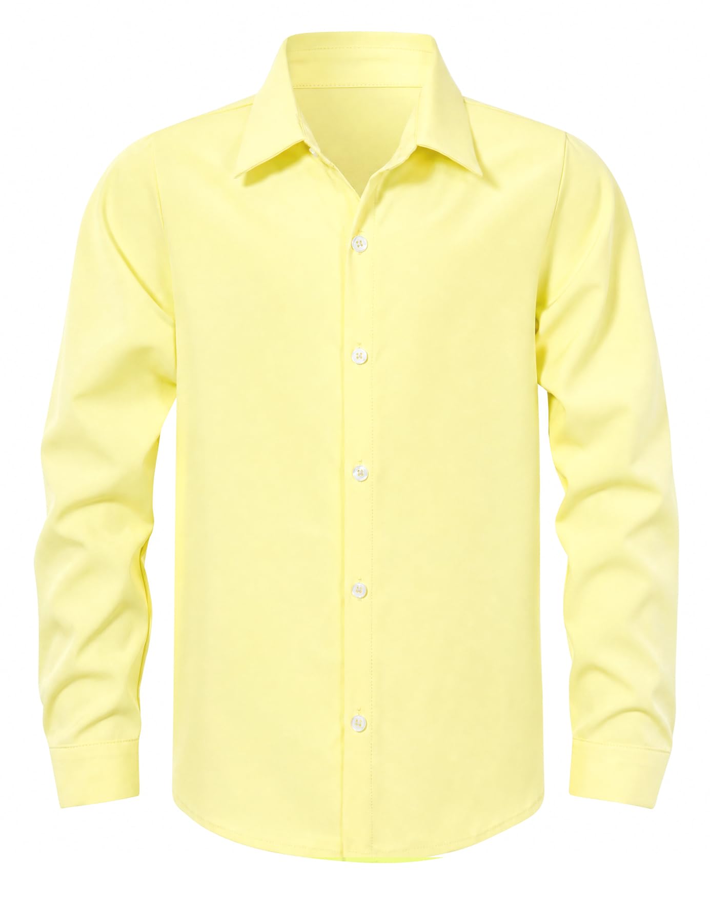 Cozople Boys Long Sleeve Dress Shirt Button Down Wrinkle-Resistant | Soft Smooth Fabric with Classic Spread Collar and Button Cuffs Ideal for School Uniform, Wedding And Formal Events