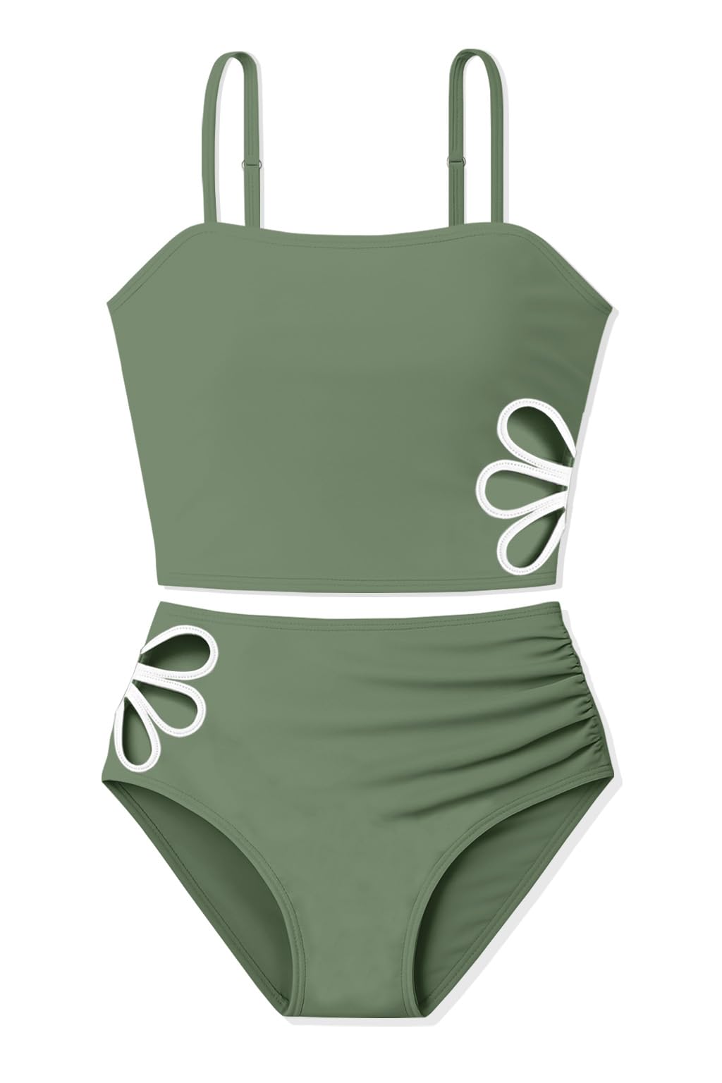ALISISTER Girls Tankini Swimsuit 2 Piece Adjustable Strap Cut Out Bikini Sets for Girls Size 9-16