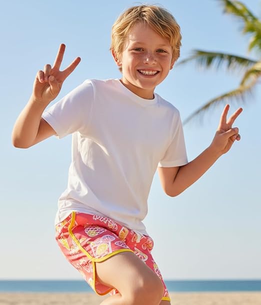 Cozople Boys Swim Trunks with Compression Liner Vintage Bathing Suit Quick Dry Swim Short Swimsuit 7-16T