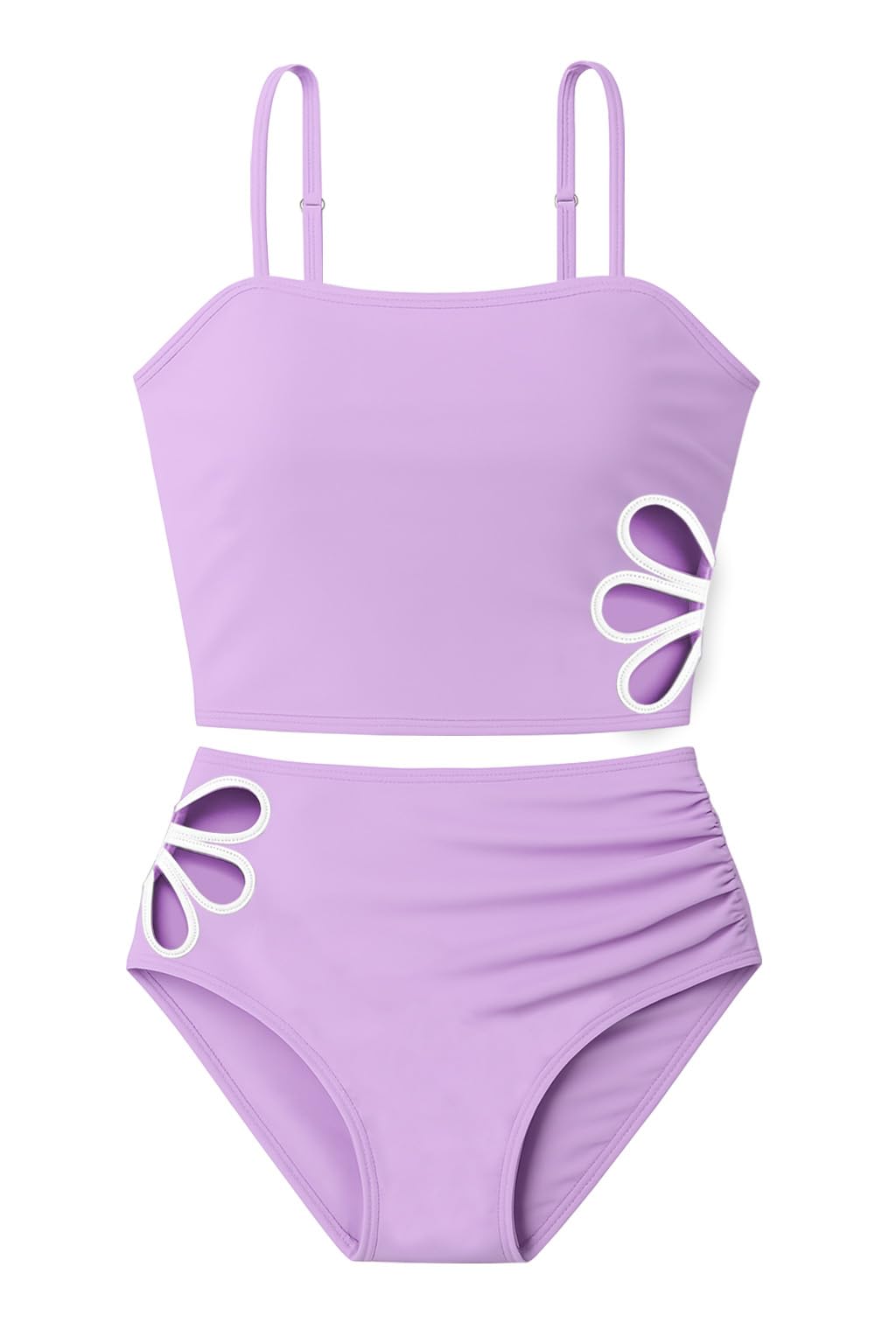 ALISISTER Girls Tankini Swimsuit 2 Piece Adjustable Strap Cut Out Bikini Sets for Girls Size 9-16