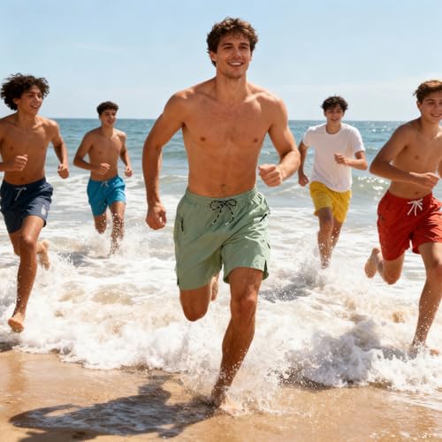 Cozople Mens Swim Trunks with Compression Liner 2-in-1 Quick Dry 9 Inch Board Shorts with Zipper Pockets