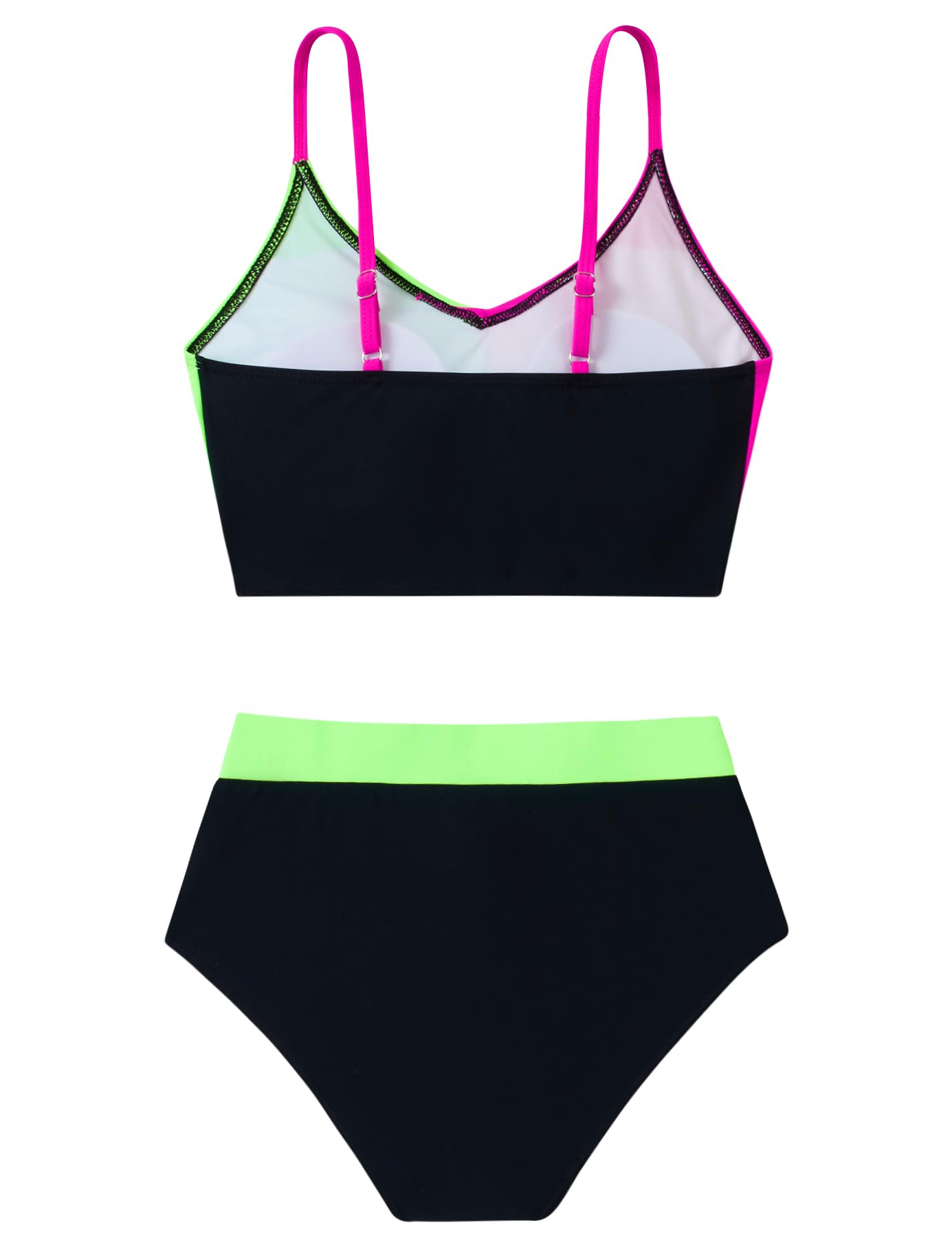 Teen Girls Swimsuit Size 9-16 Two Pieces Bikini Sets with Chest Pad Bathing Suit Color Block Swimwear