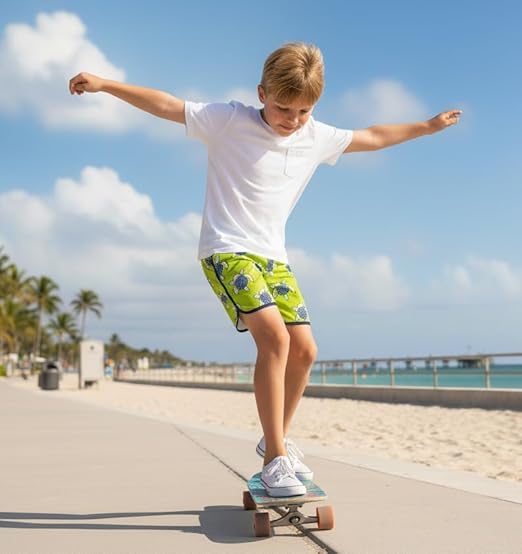 Cozople Boys Swim Trunks with Compression Liner Vintage Bathing Suit Quick Dry Swim Short Swimsuit 7-16T