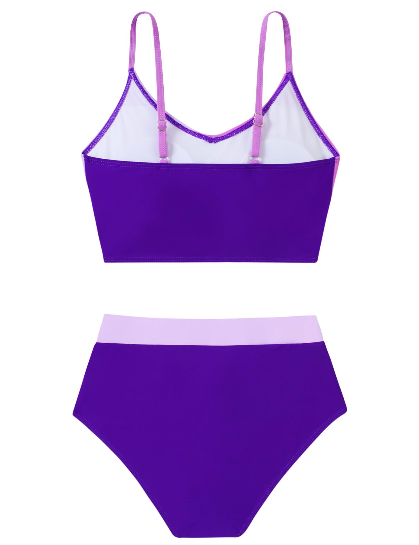 Teen Girls Swimsuit Size 9-16 Two Pieces Bikini Sets with Chest Pad Bathing Suit Color Block Swimwear