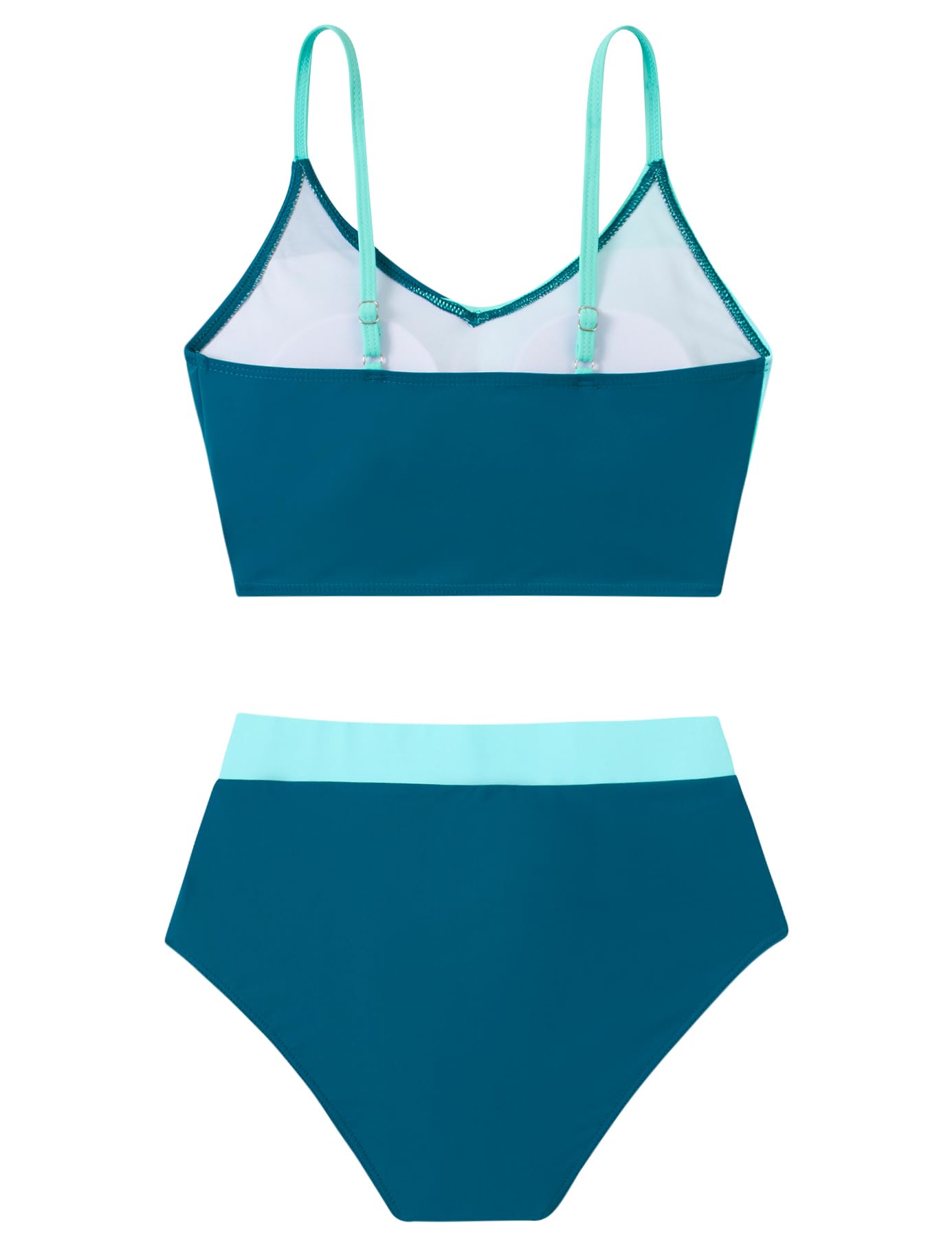 Teen Girls Swimsuit Size 9-16 Two Pieces Bikini Sets with Chest Pad Bathing Suit Color Block Swimwear