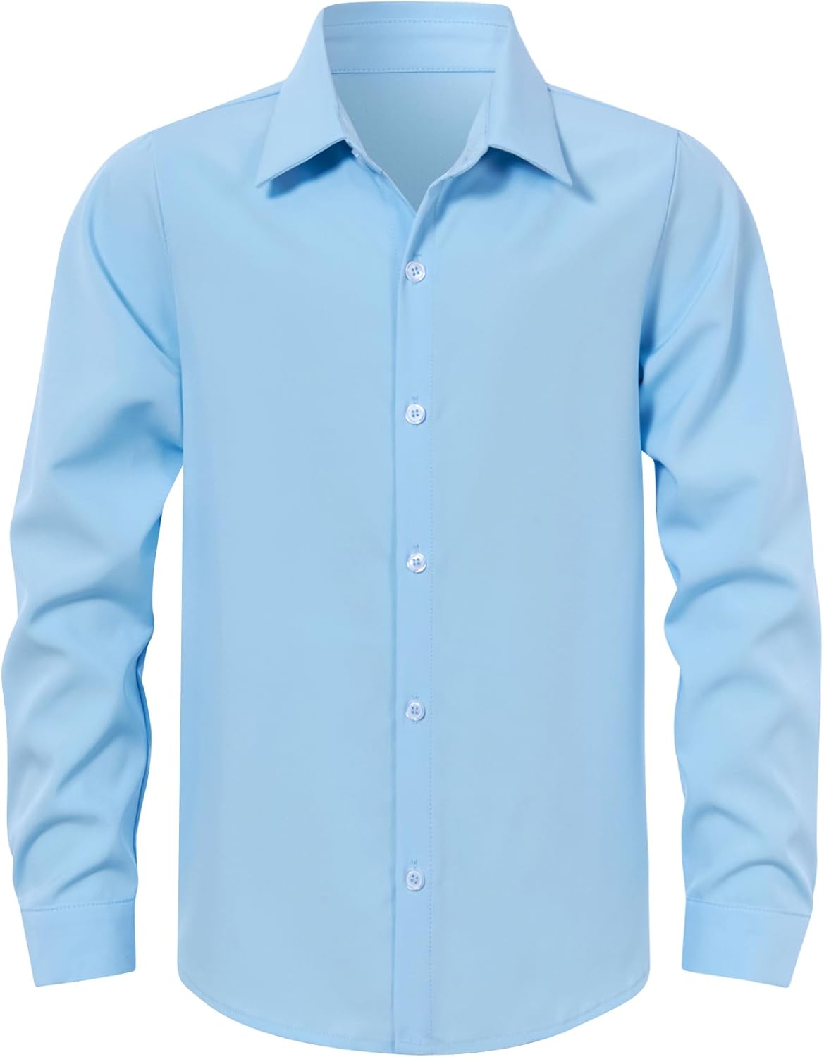 Cozople Boys Long Sleeve Dress Shirt Button Down Wrinkle-Resistant | Soft Smooth Fabric with Classic Spread Collar and Button Cuffs Ideal for School Uniform, Wedding And Formal Events