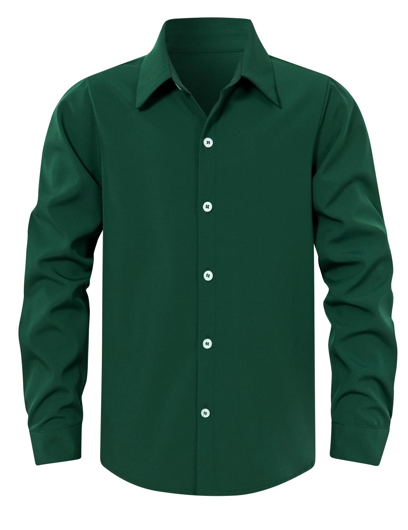 Cozople Boys Long Sleeve Dress Shirt Button Down Wrinkle-Resistant | Soft Smooth Fabric with Classic Spread Collar and Button Cuffs Ideal for School Uniform, Wedding And Formal Events