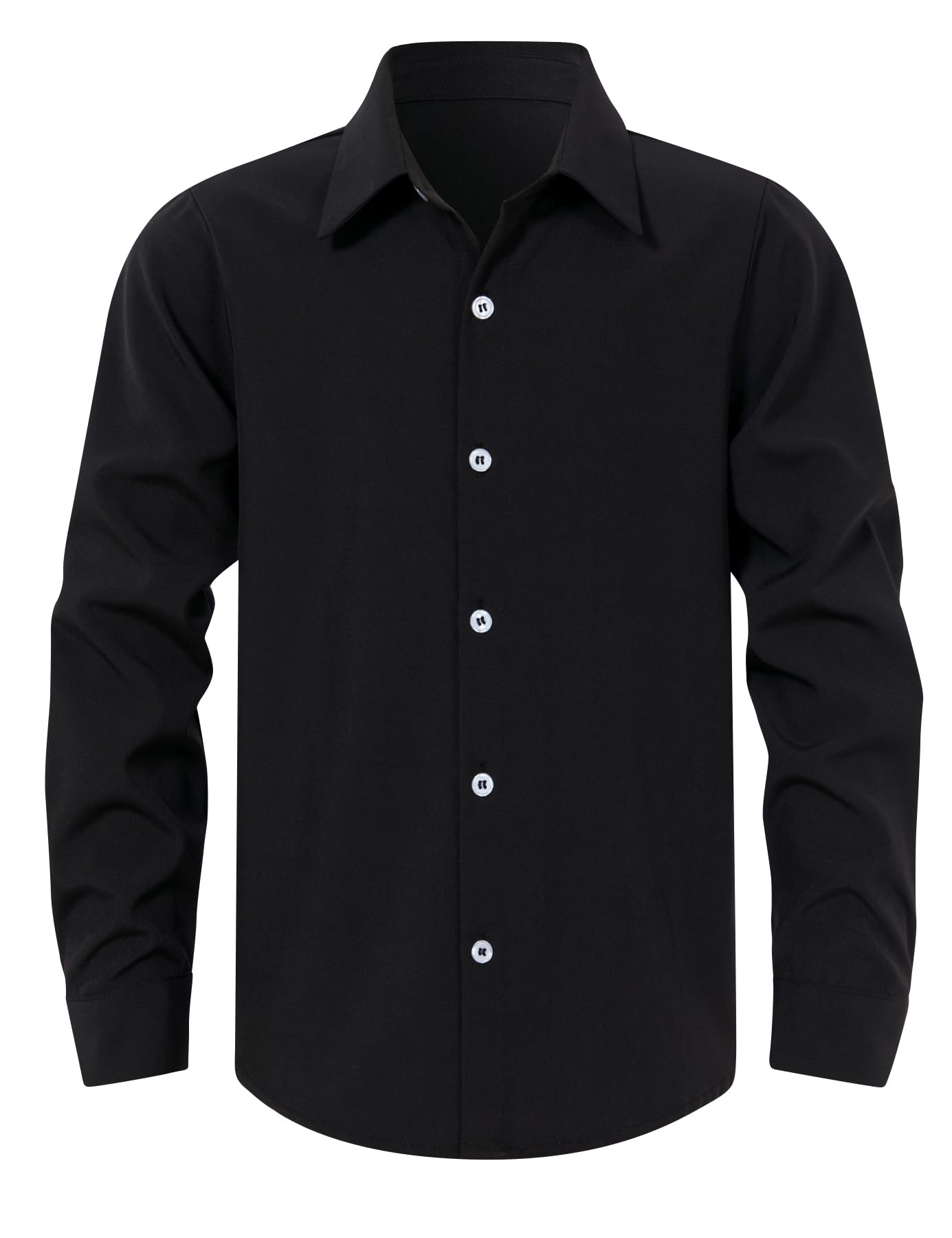 Cozople Boys Long Sleeve Dress Shirt Button Down Wrinkle-Resistant | Soft Smooth Fabric with Classic Spread Collar and Button Cuffs Ideal for School Uniform, Wedding And Formal Events