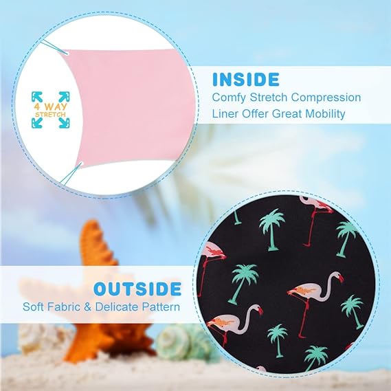 Cozople Boys Swim Trunks Compression Liner Swim Shorts Quick Dry Bathing Suit with Boxer Brief Swimwear 2-20T