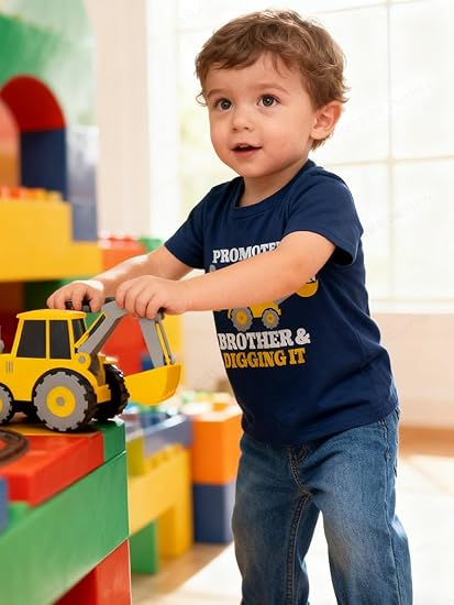 Funnycokid Big Brother T Shirt for Toddler Boys Tee Construction Promoted Short Sleeve 1-6 Years
