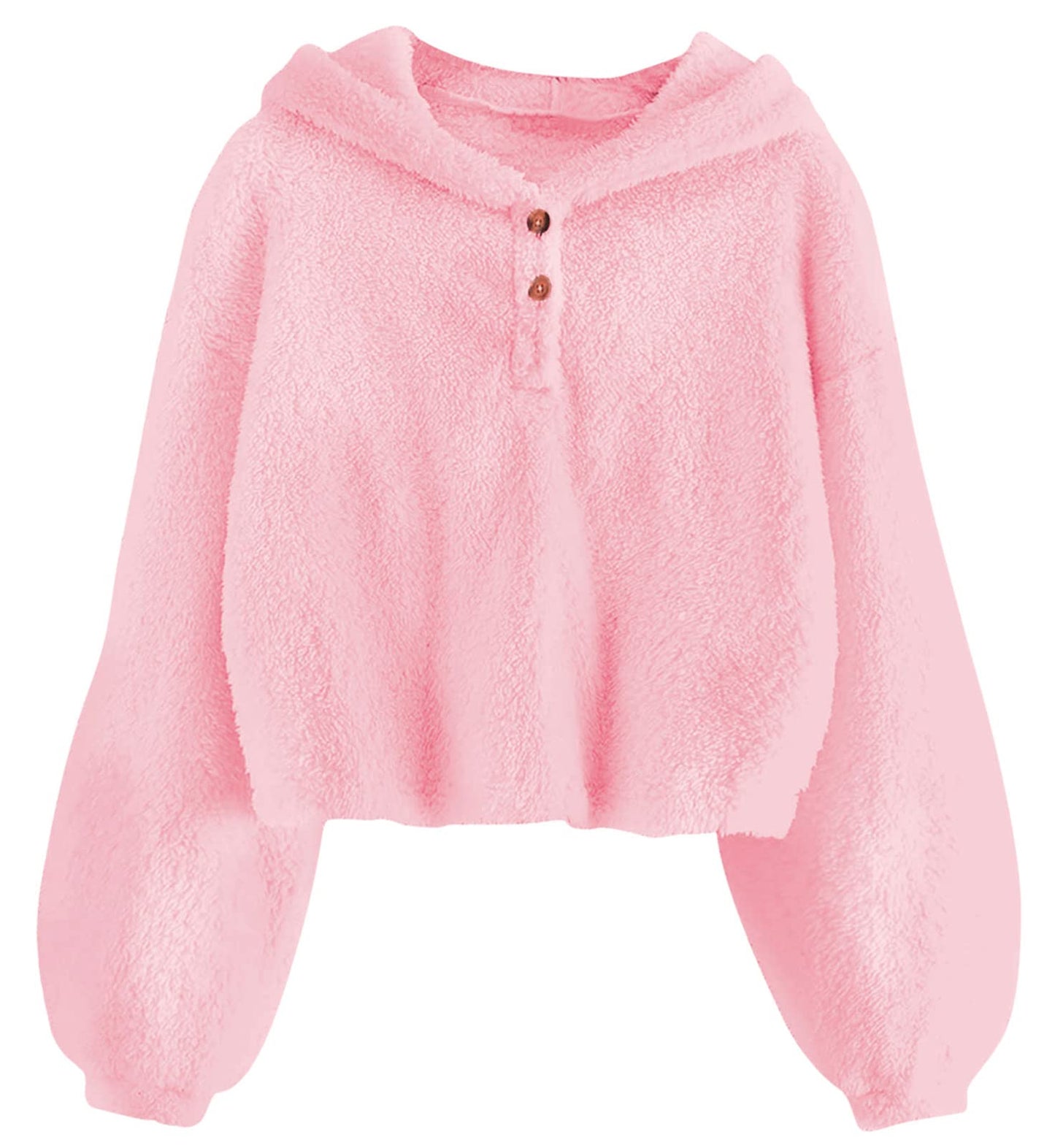 TUONROAD Girl's Fuzzy Hoodies Warm Loose Button Pullover Oversized Sherpa Jacket Coat
