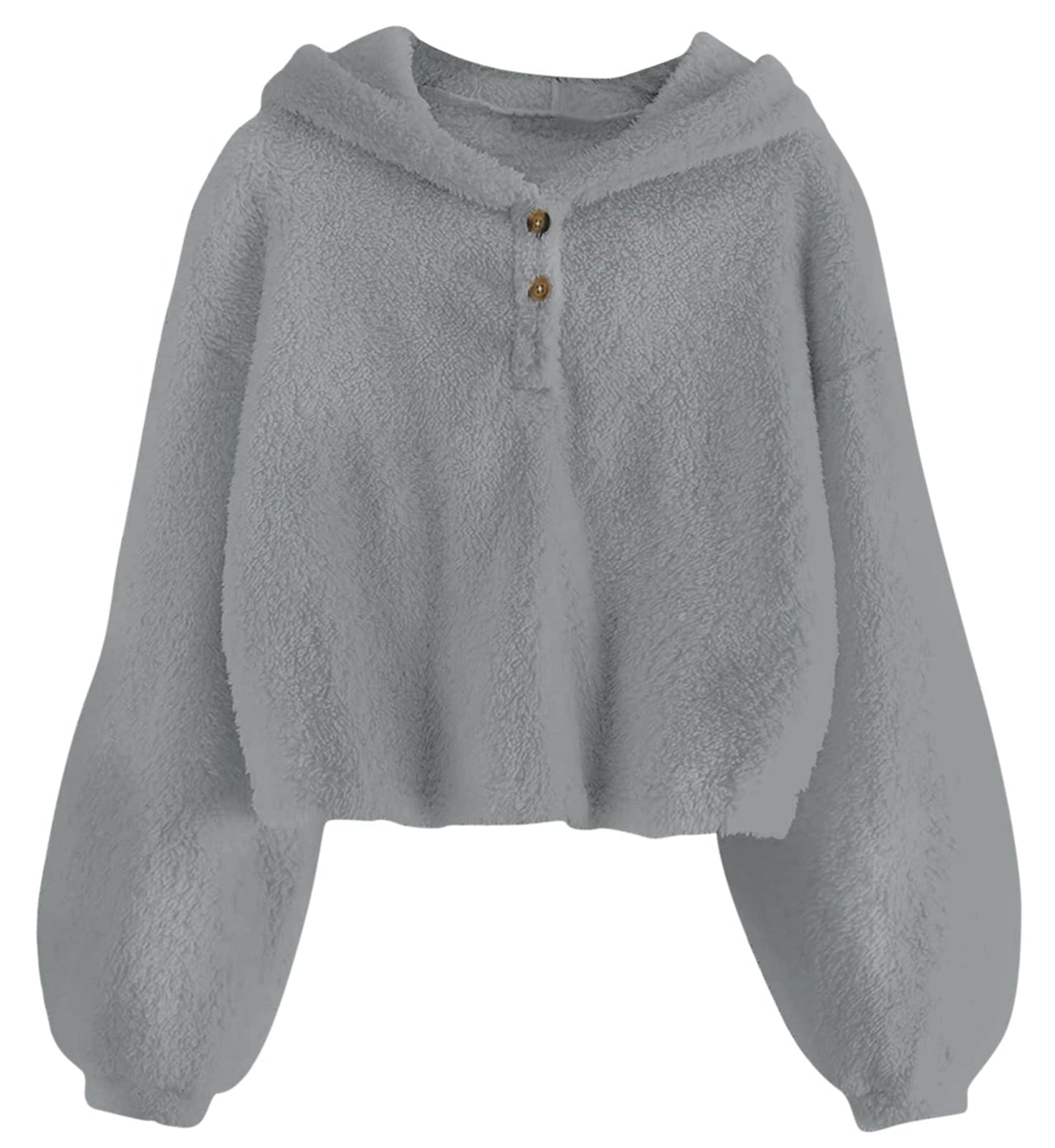 TUONROAD Girl's Fuzzy Hoodies Warm Loose Button Pullover Oversized Sherpa Jacket Coat