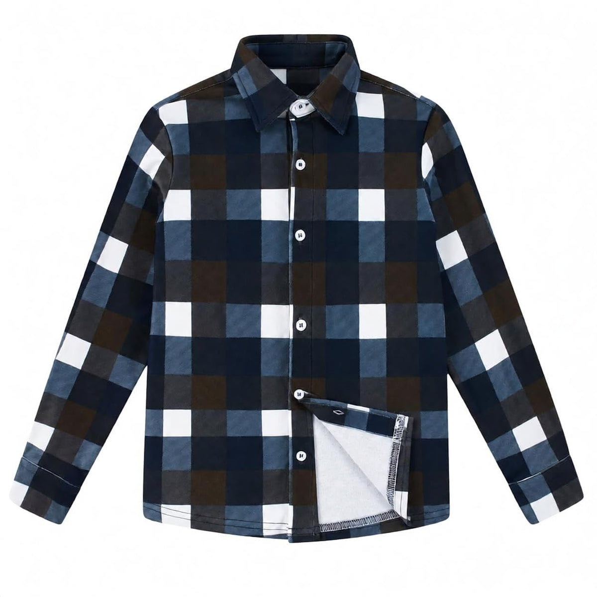 Cozople Boys Long Sleeve Plaid Flannel Button Down Shirt for 7-14 Years