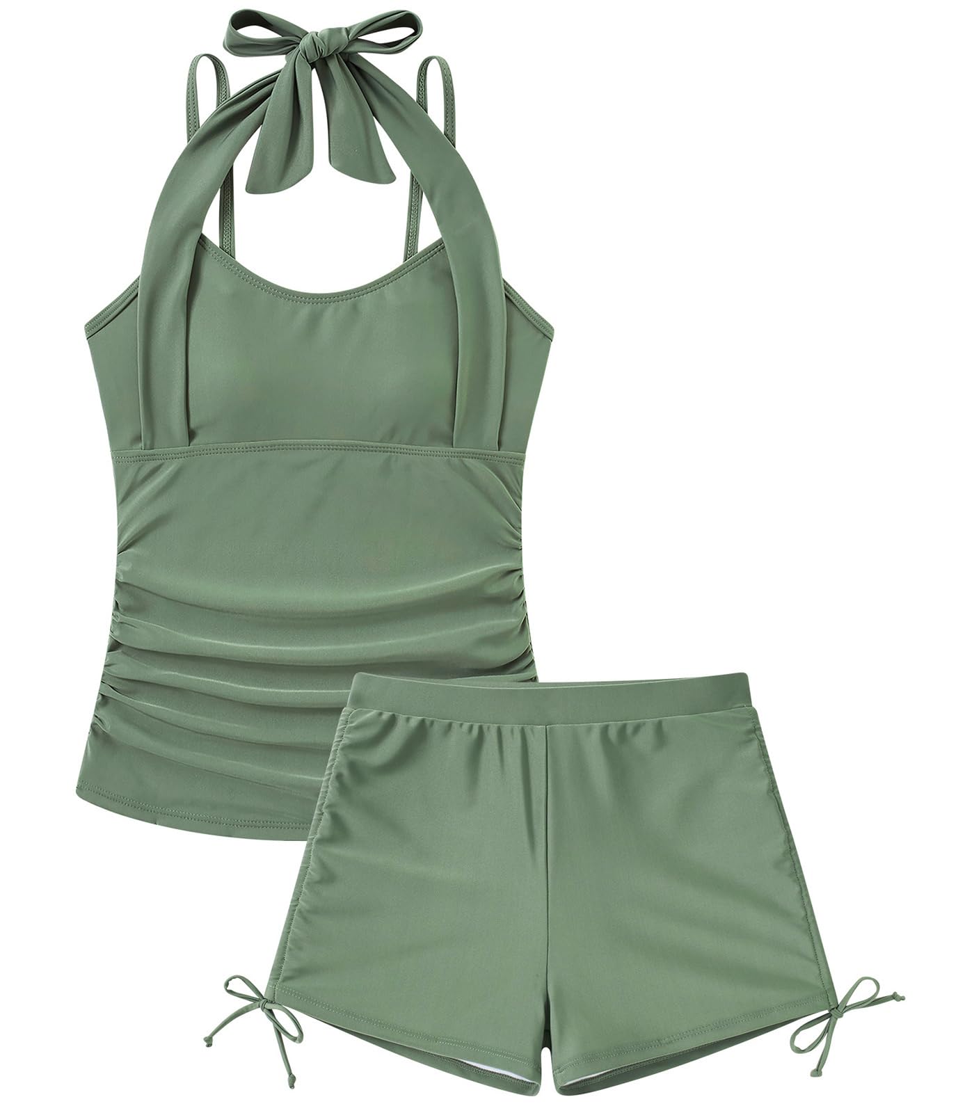 Girls Tankini Swimsuit 2 Piece Halterneck Bathing Suit for Teens Size 7-16