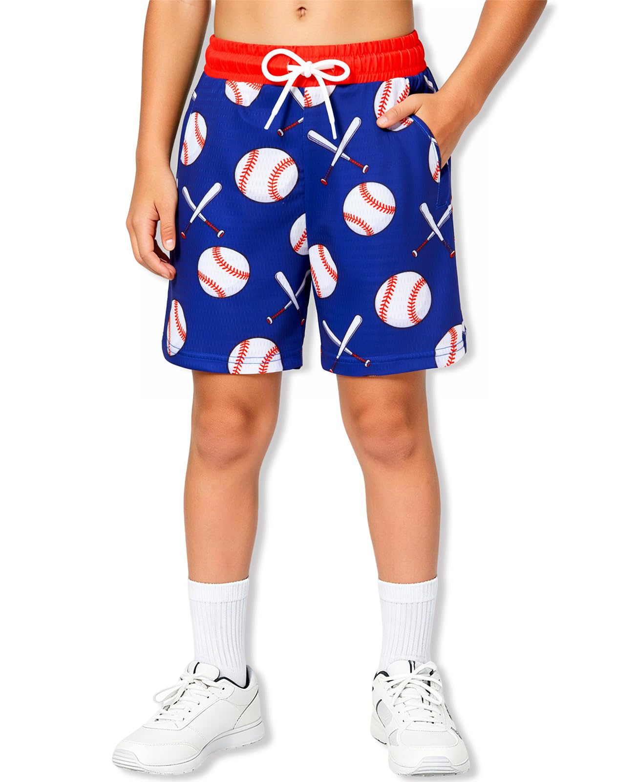 Cozople Boys Mesh Athletic Shorts Quick Dry Breathable 3D Print with Pocket | Boys Running Short Lightweight Stretchy Basketball Short with Drawstring Contrast Waist for 7-14 Years Kids Sport Training