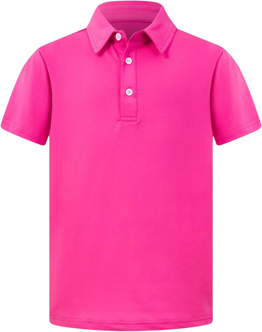 Cozople Boys Performance Polo Dry Fit Short Sleeve Solid Golf Shirt Casual School Uniform Tops for Kids Size 5-14
