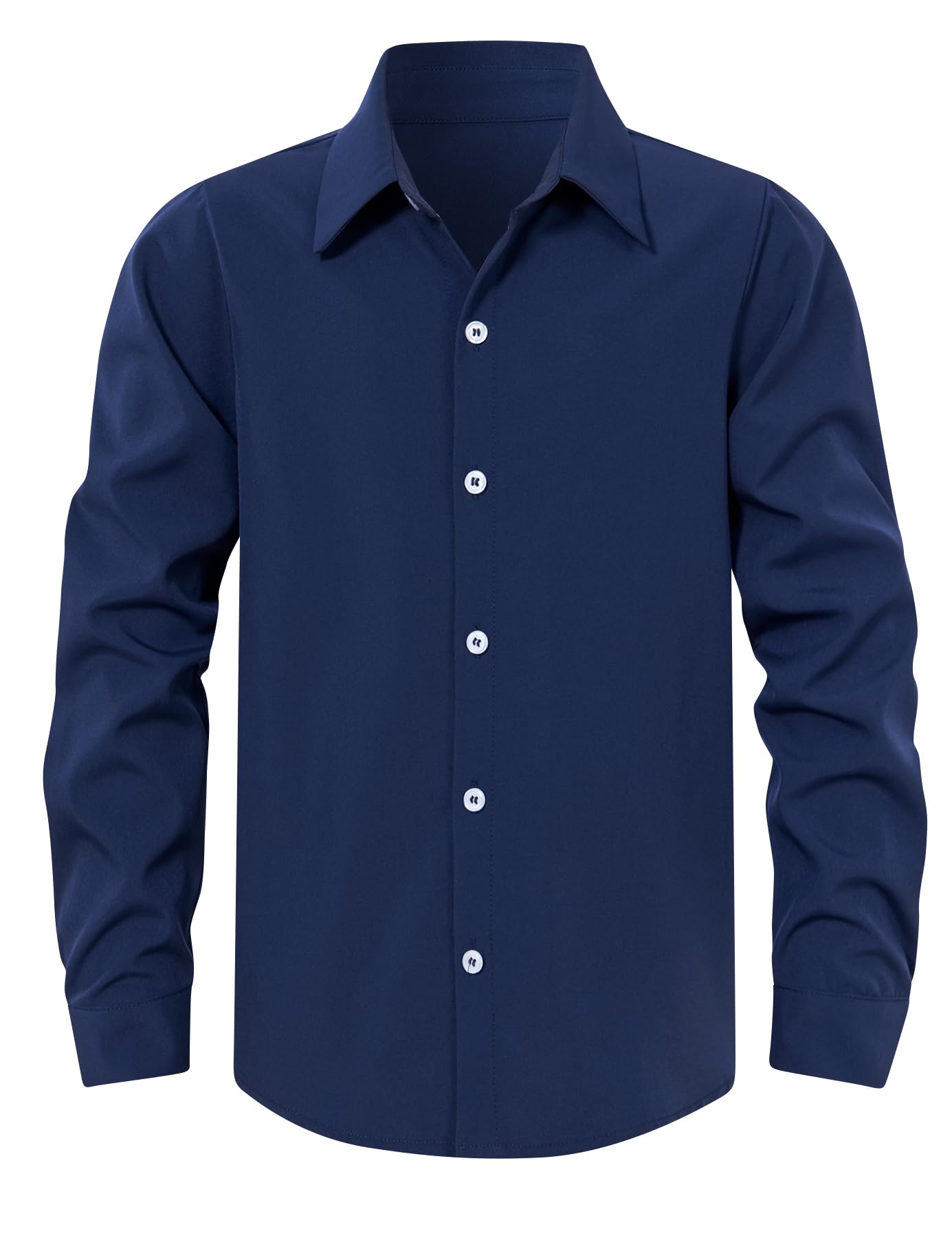 Cozople Boys Long Sleeve Dress Shirt Button Down Wrinkle-Resistant | Soft Smooth Fabric with Classic Spread Collar and Button Cuffs Ideal for School Uniform, Wedding And Formal Events