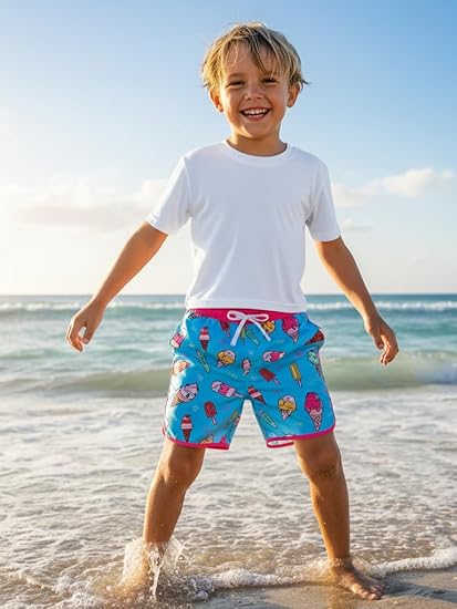 Cozople Boys Swim Trunks with Compression Liner Vintage Bathing Suit Quick Dry Swim Short Swimsuit 7-16T