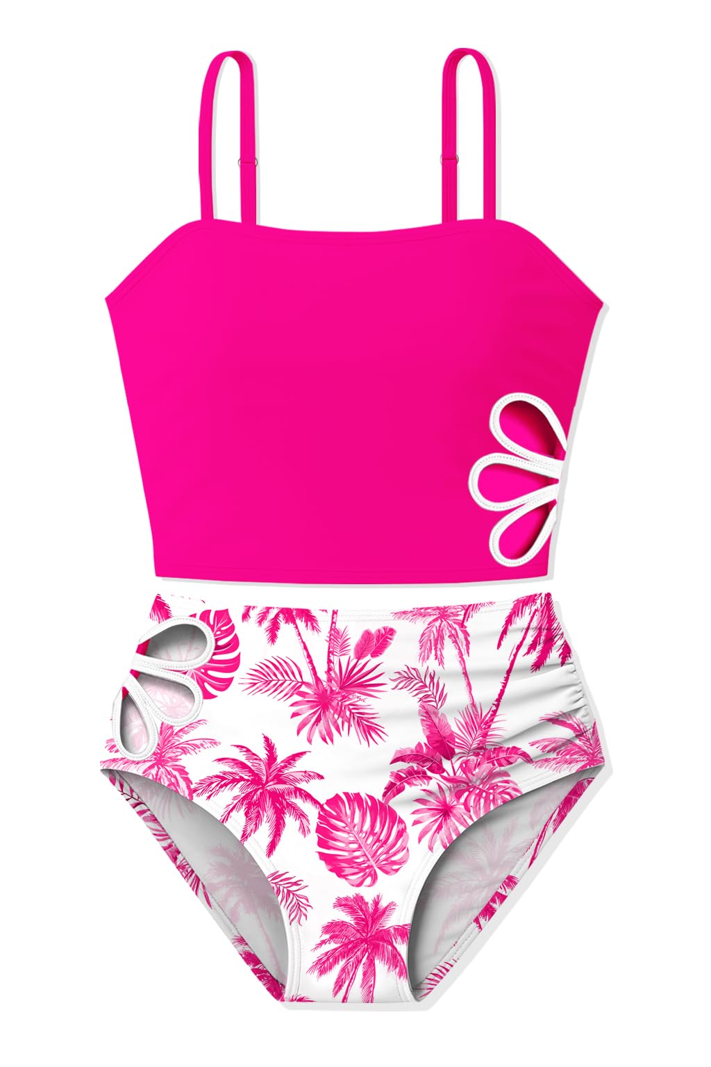 ALISISTER Girls Tankini Swimsuit 2 Piece Adjustable Strap Cut Out Bikini Sets for Girls Size 9-16