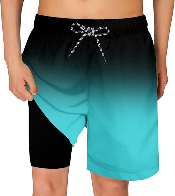 Cozople Boys Swim Trunks Compression Liner Swim Shorts Quick Dry Bathing Suit with Boxer Brief Swimwear 2-20T