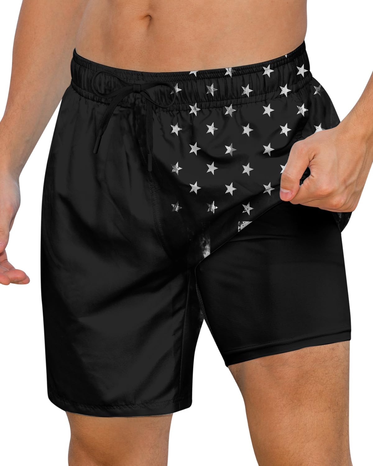 Cozople Mens Swimming Trunks with Compression Liner Swim Shorts 7 inch Quick Dry Bathing Suit Anti Chafe Boardshorts