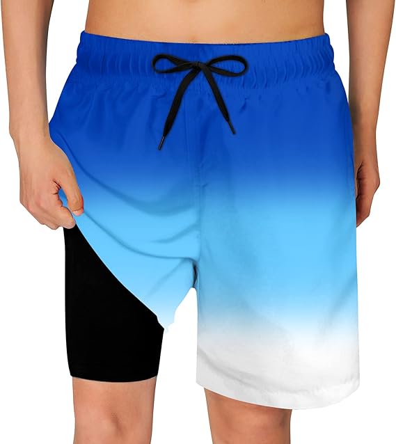 Cozople Boys Swim Trunks Compression Liner Swim Shorts Quick Dry Bathing Suit with Boxer Brief Swimwear 2-20T