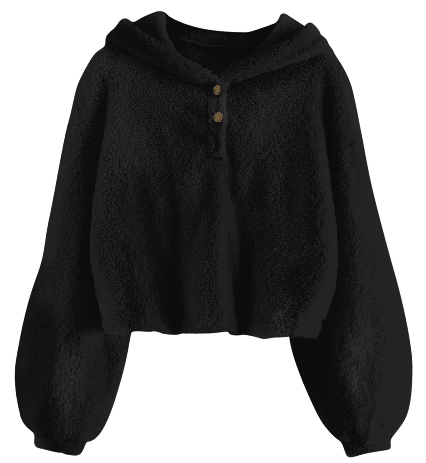 TUONROAD Girl's Fuzzy Hoodies Warm Loose Button Pullover Oversized Sherpa Jacket Coat