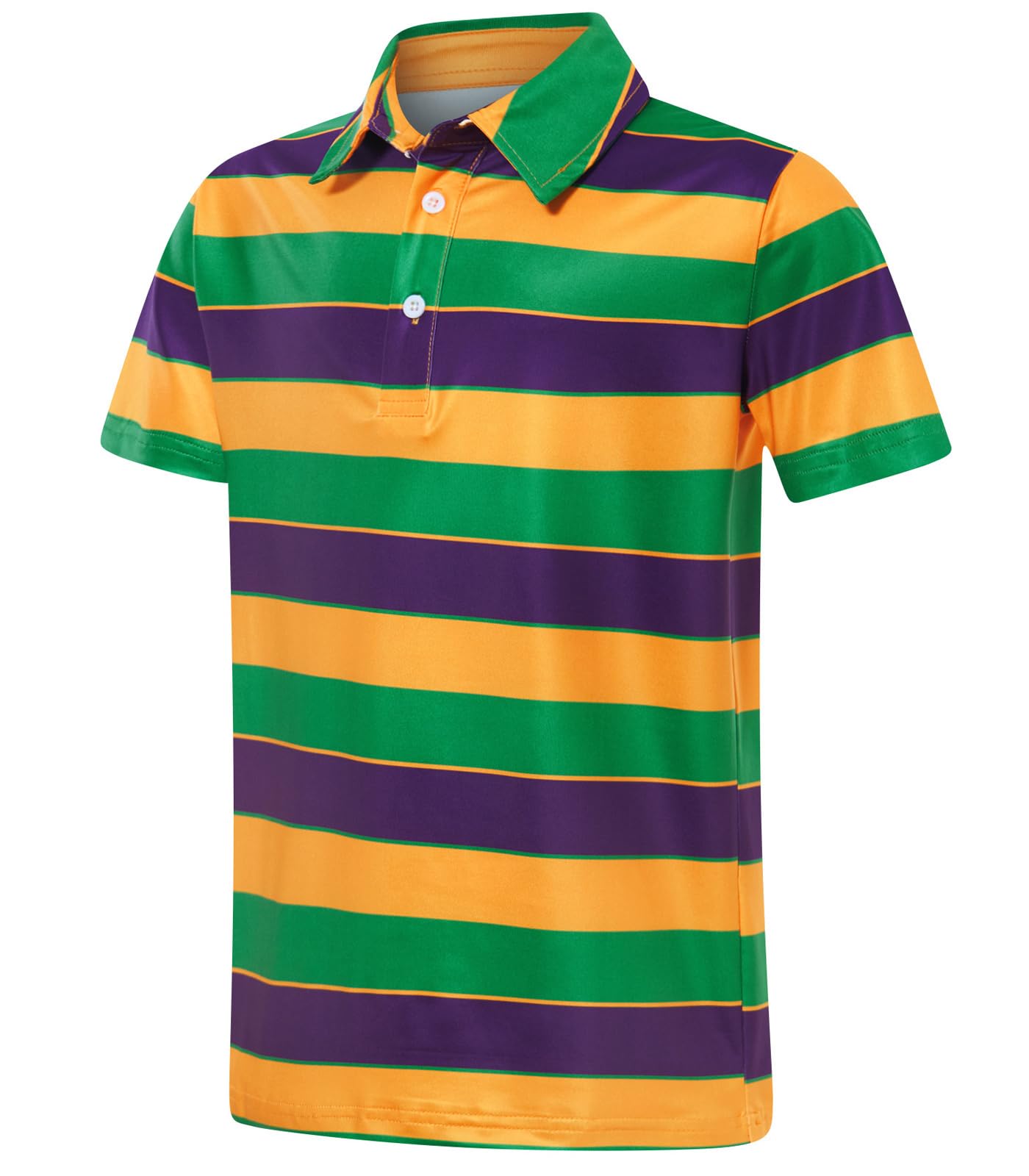 Boys Performance Polo Dry Fit Short Sleeve Golf Stripe Shirt for Active Casual Size 5-14