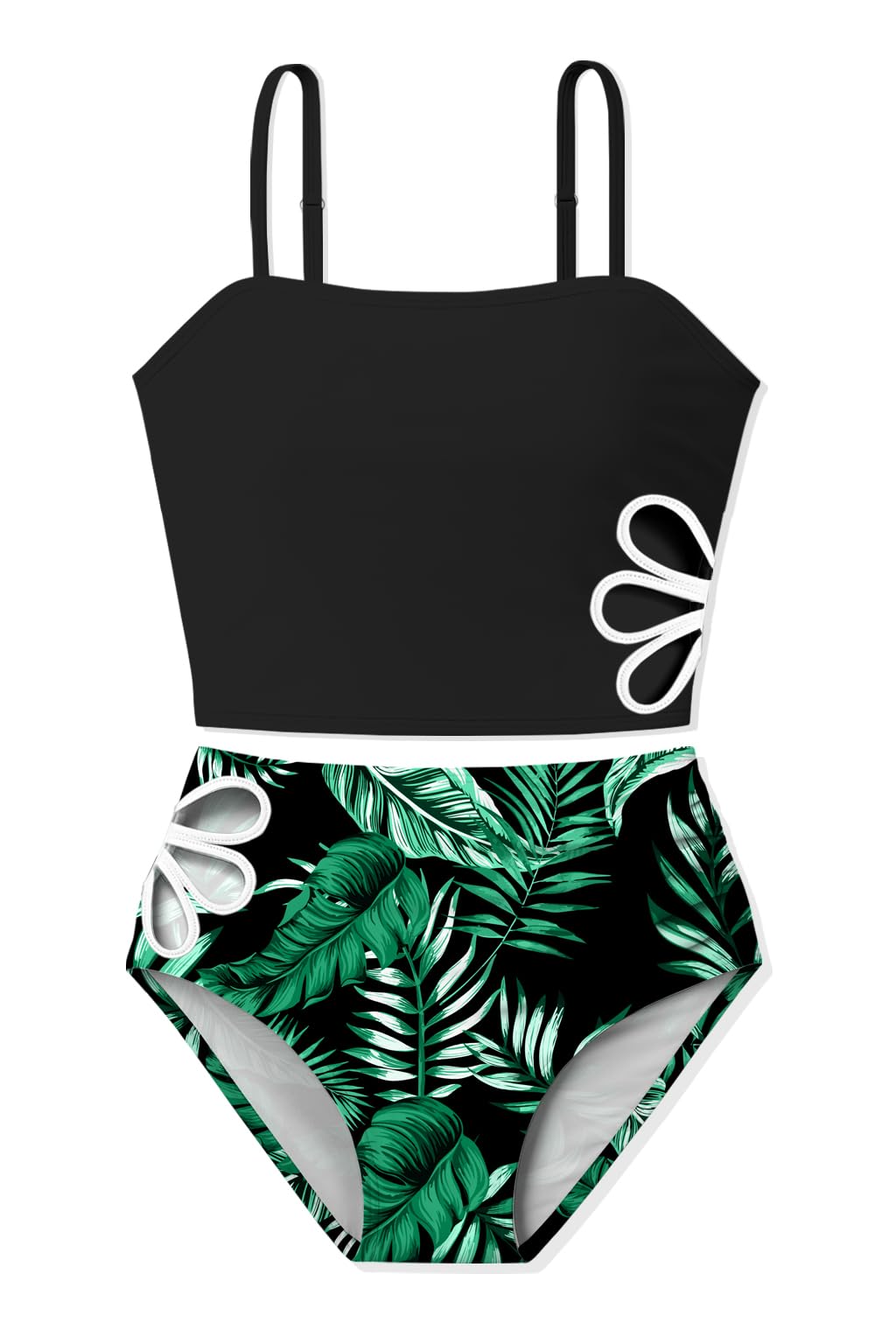 ALISISTER Girls Tankini Swimsuit 2 Piece Adjustable Strap Cut Out Bikini Sets for Girls Size 9-16