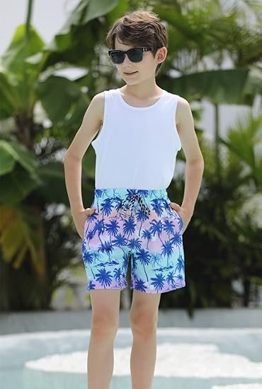 Cozople Boys Swim Trunks Compression Liner Swim Shorts Quick Dry Bathing Suit with Boxer Brief Swimwear 2-20T