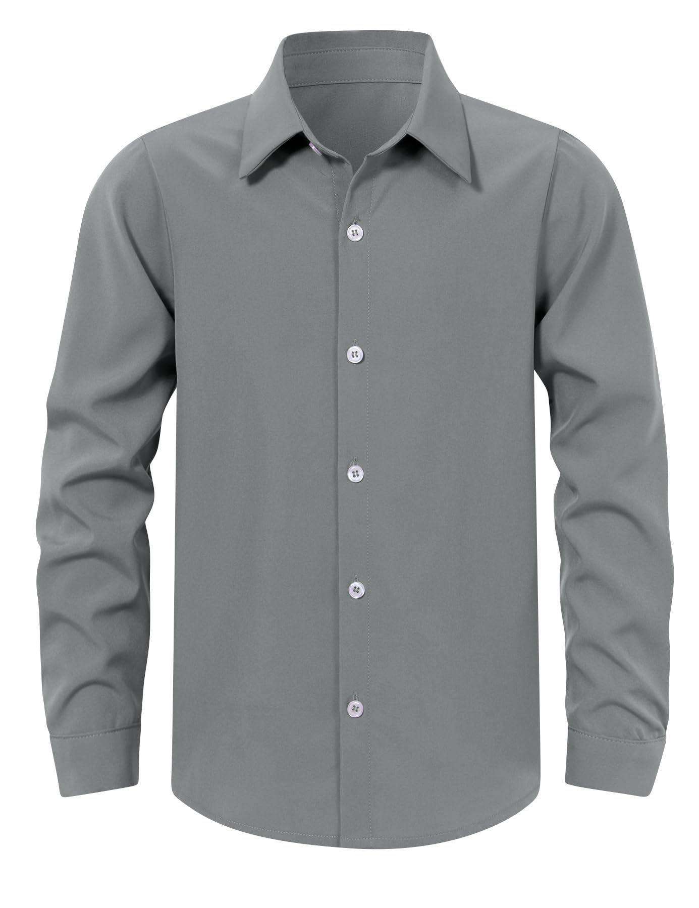 Cozople Boys Long Sleeve Dress Shirt Button Down Wrinkle-Resistant | Soft Smooth Fabric with Classic Spread Collar and Button Cuffs Ideal for School Uniform, Wedding And Formal Events
