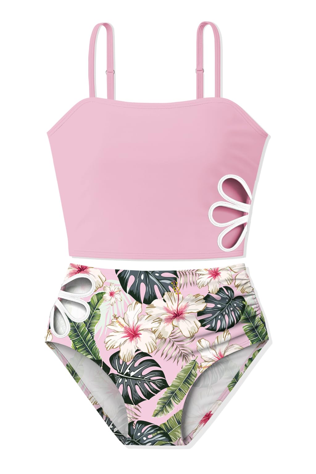 ALISISTER Girls Tankini Swimsuit 2 Piece Adjustable Strap Cut Out Bikini Sets for Girls Size 9-16