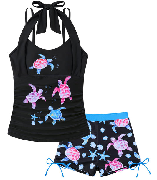 Girls Tankini Swimsuit 2 Piece Halterneck Bathing Suit for Teens Size 7-16