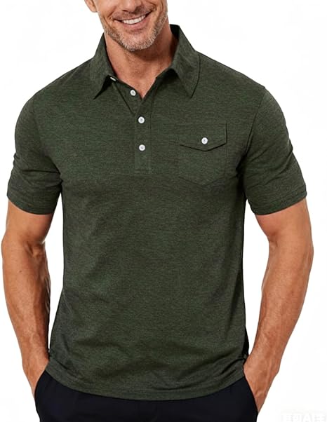 Cozople Men's Performance Polo Shirts Short Sleeve Solid Retro Golf Shirt for Men Dry Fit Players Shirt with Pocket