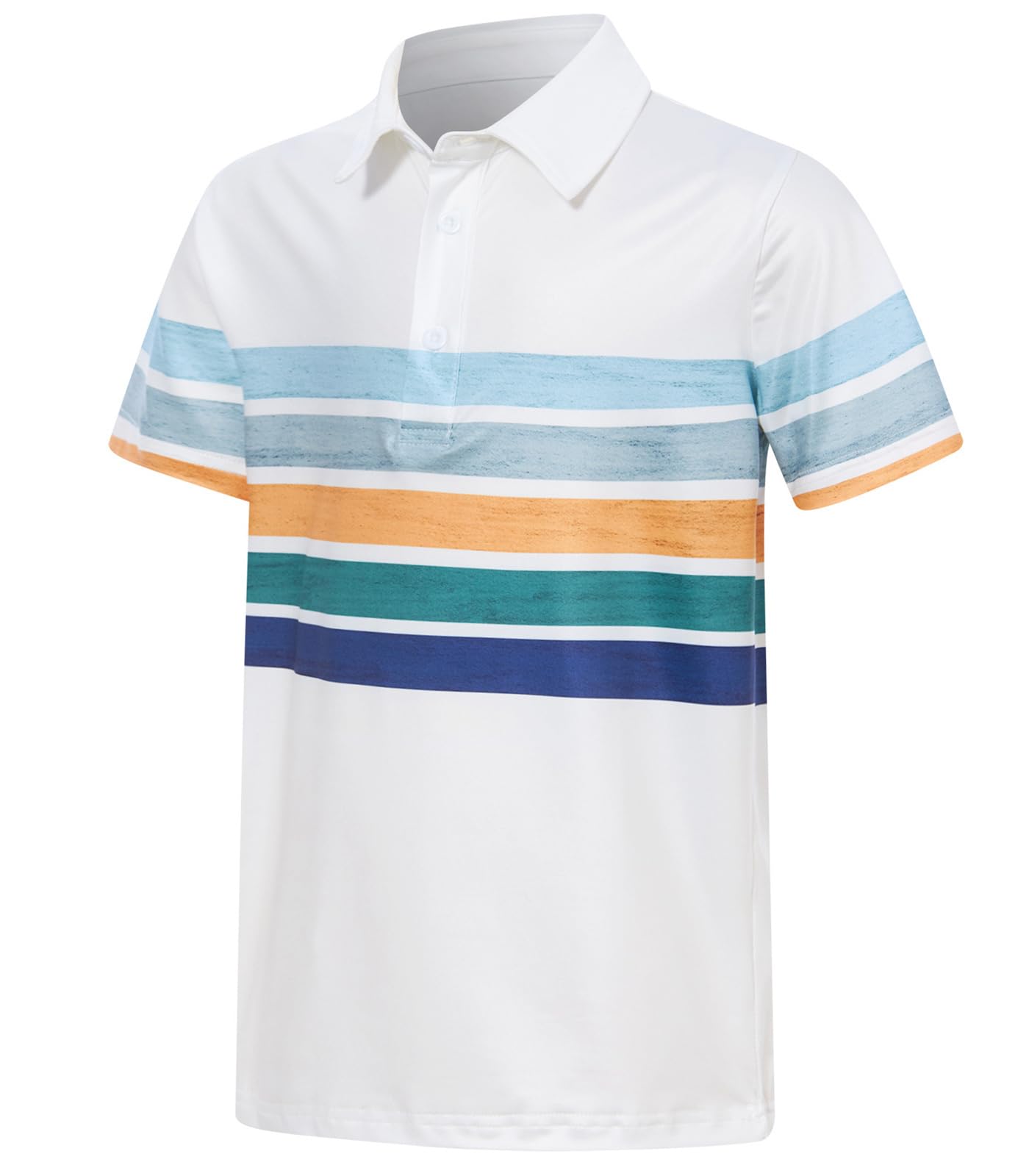 Boys Performance Polo Dry Fit Short Sleeve Golf Stripe Shirt for Active Casual Size 5-14