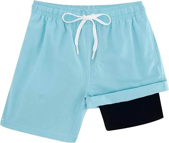 Cozople Boys Swim Trunks Compression Liner Swim Shorts Quick Dry Bathing Suit with Boxer Brief Swimwear 2-20T