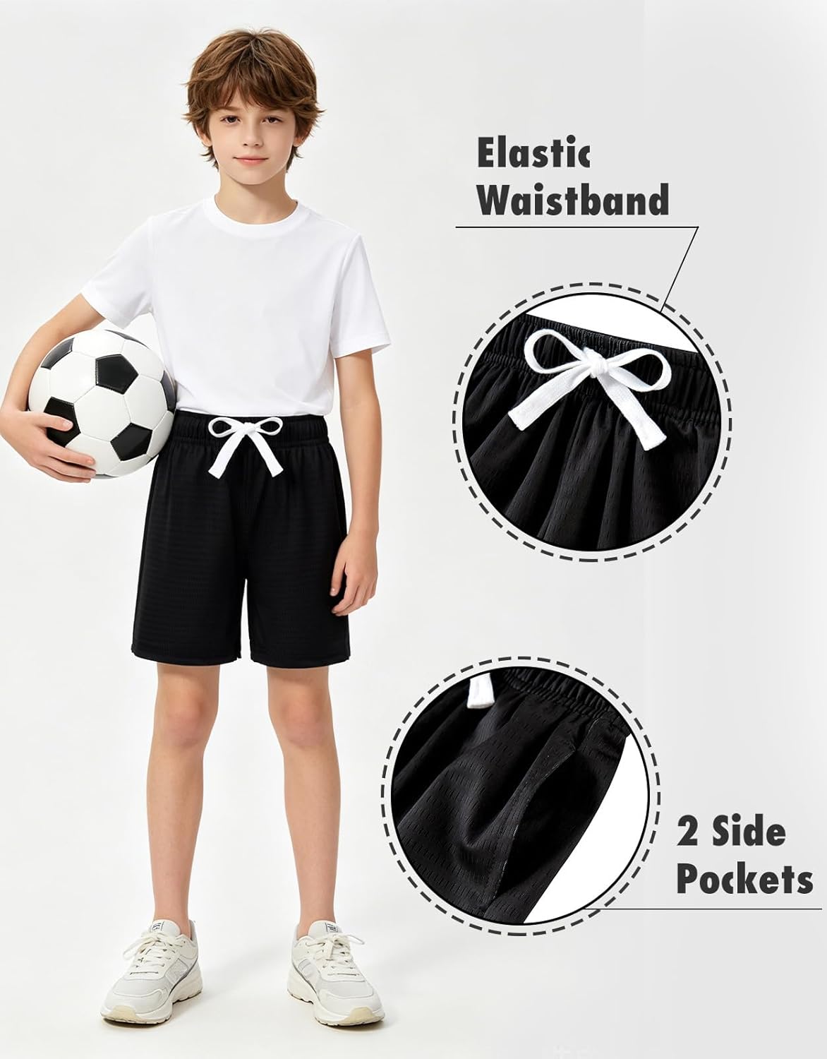 Boys Mesh Athletic Shorts Quick Dry Lightweight Breathable Mesh Shorts with Pockets for Basketball Gym Running Sports