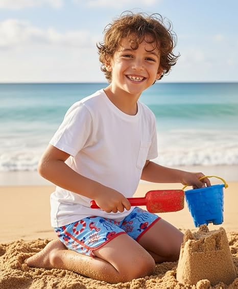 Cozople Boys Swim Trunks with Compression Liner Vintage Bathing Suit Quick Dry Swim Short Swimsuit 7-16T