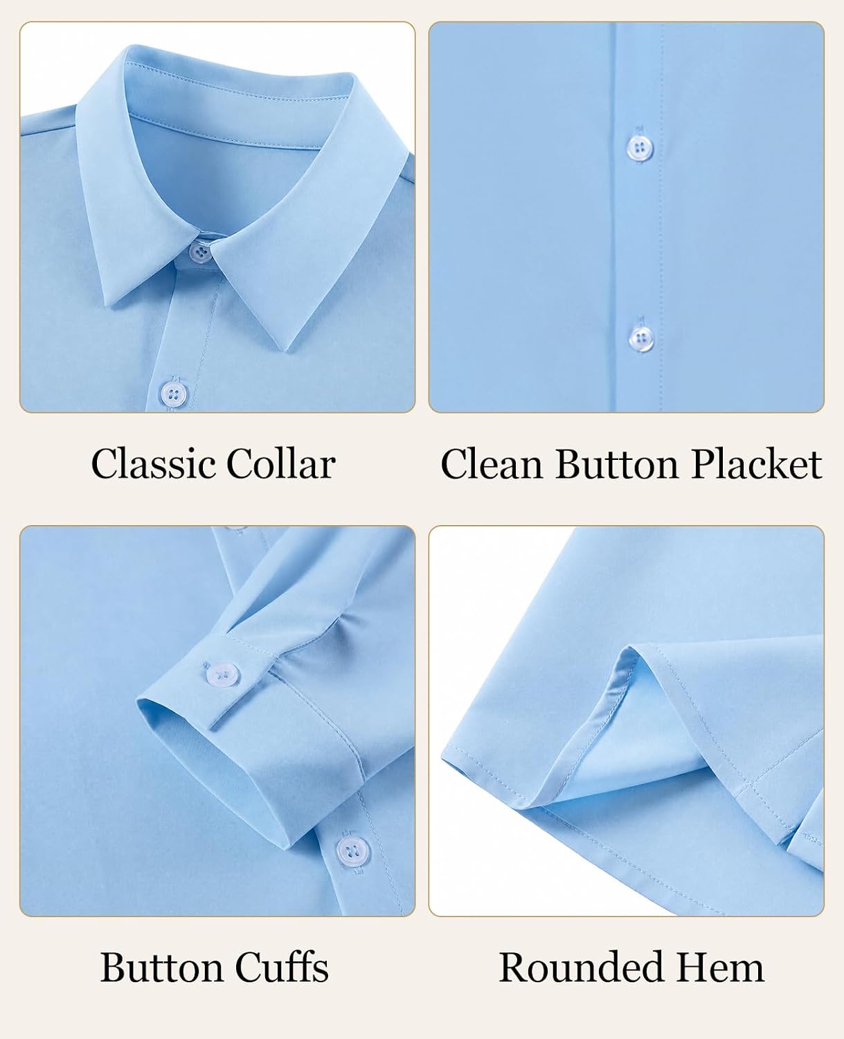 Cozople Boys Long Sleeve Dress Shirt Button Down Wrinkle-Resistant | Soft Smooth Fabric with Classic Spread Collar and Button Cuffs Ideal for School Uniform, Wedding And Formal Events